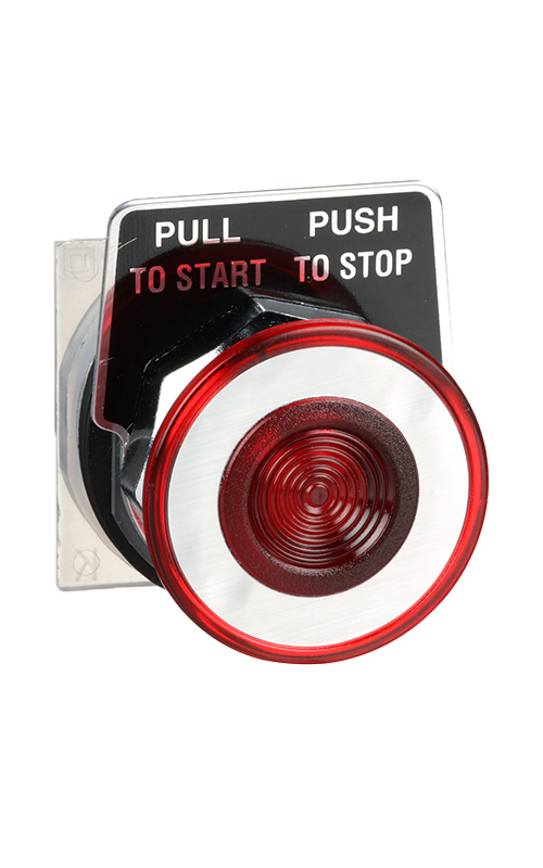 Mushroom Push Button, 30 mm, Emergency Stop, Legend Included, Maintained, Red