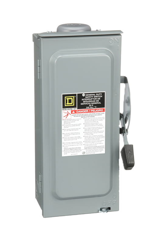 Safety Switch, 60 Amp, 240 Volt, NEMA 3R, Single Phase, Fusible