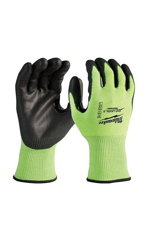 Milwaukee 12 Pk Hi-Vis Cut Lvl 3 Poly Dip-M